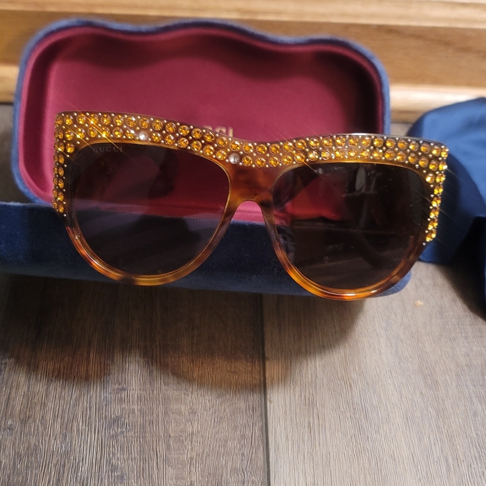 🤎GUCCI AUTHENTIC HOLLYWOOD FOREVER CRYSTAL HAVANA HAVANA BROWN SUNGLASSE…